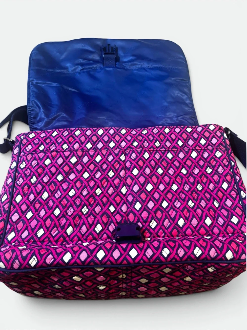 Vintage Vera Bradley Catalina Pink Navy Messenger Laptop Bag Y2K Retired Print